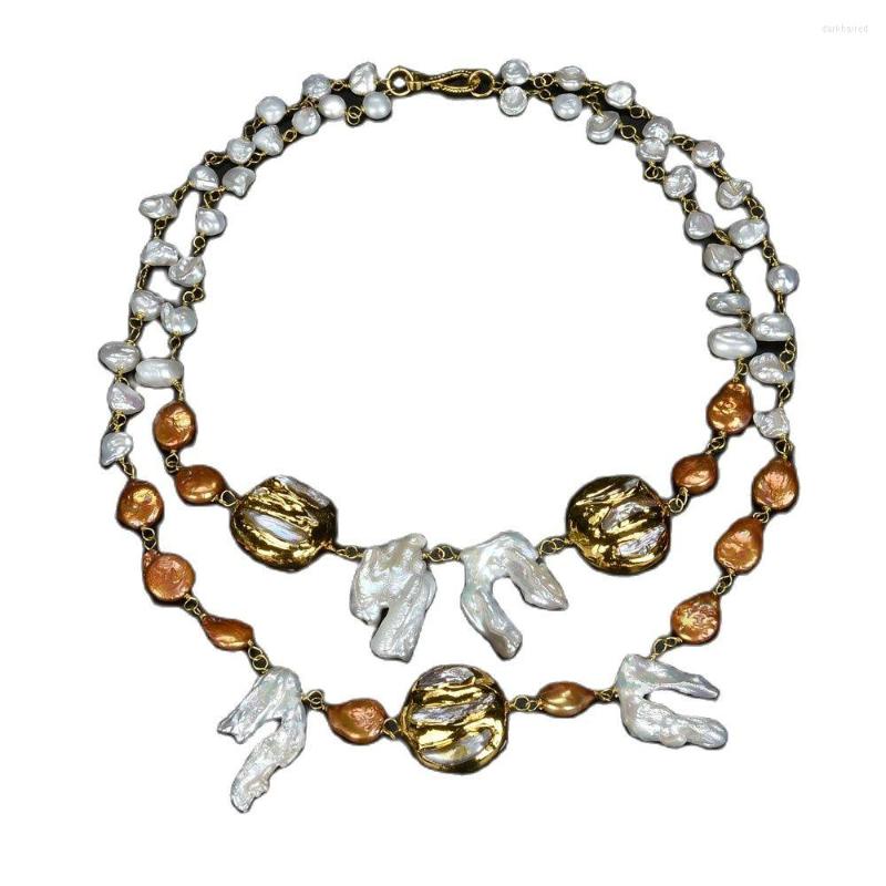 

Chains JK Cultured Keshi Pearl Yellow Golden Plated Necklace Handmade For Women