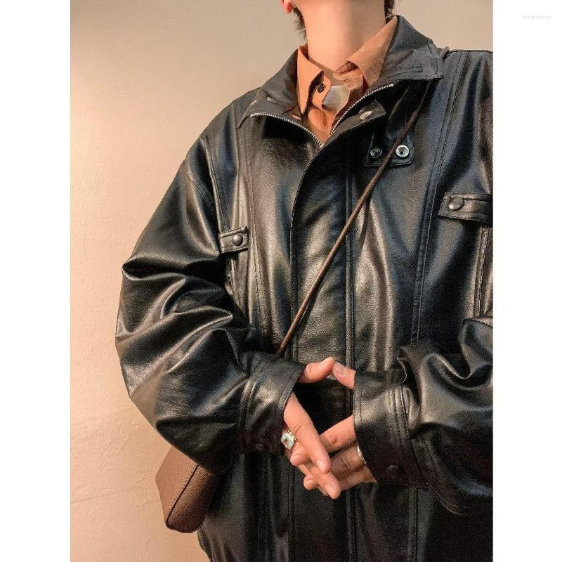 

Men's Jackets Men Spring Black Soft Faux Leather Mens Hip Hop Jacket Male Oversize Streetwear Pockets Clothes Cool