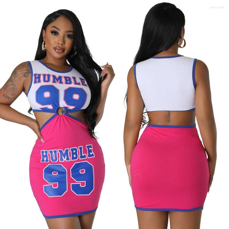 

Casual Dresses Women' Pink Sheath Dress 2023 IN Summer Clothing HUMBLE Letter Print Sexy Short Skirt African, Black