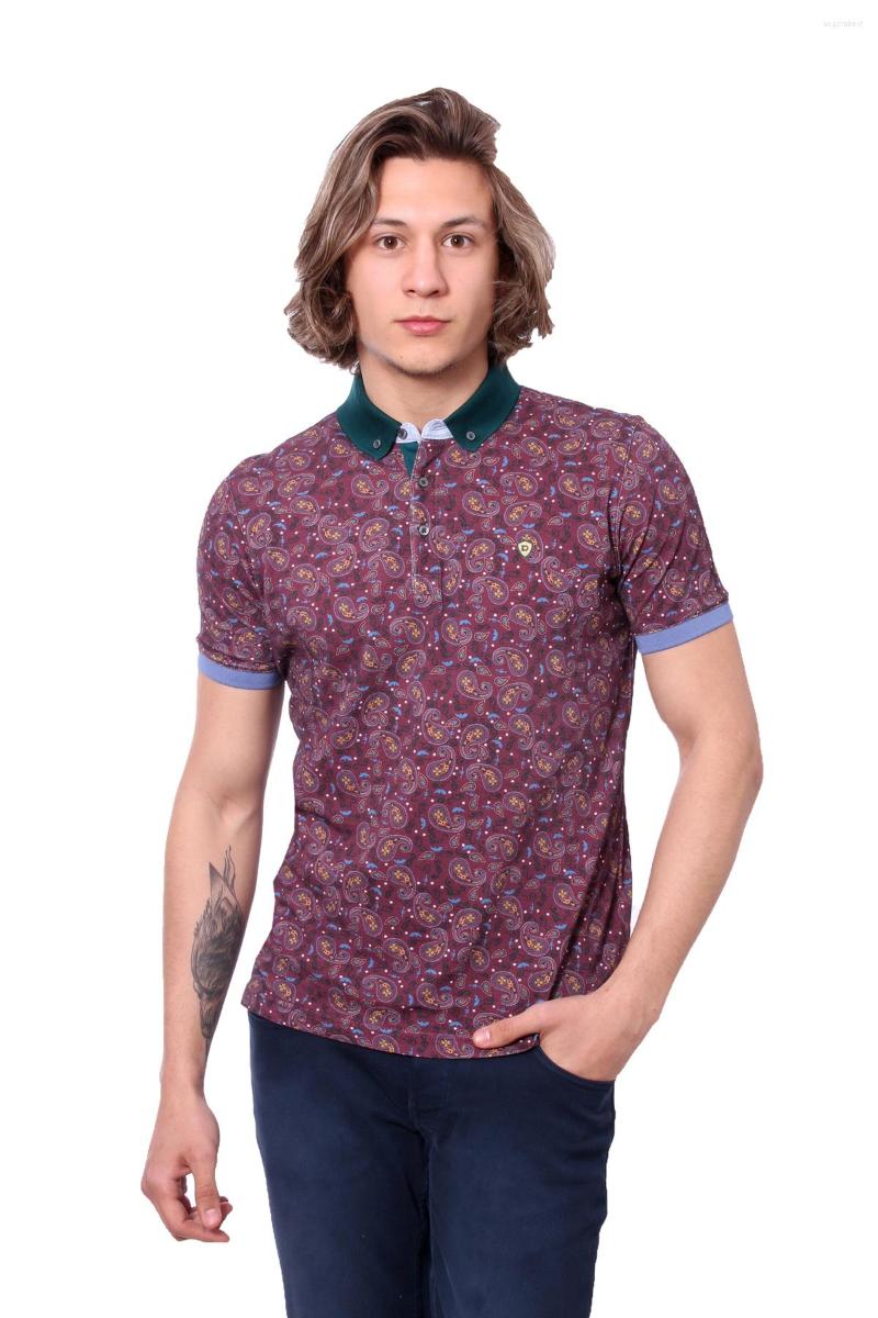 

Men's T Shirts Diandor Polo Collar Male Tshirt Burgundy 161927