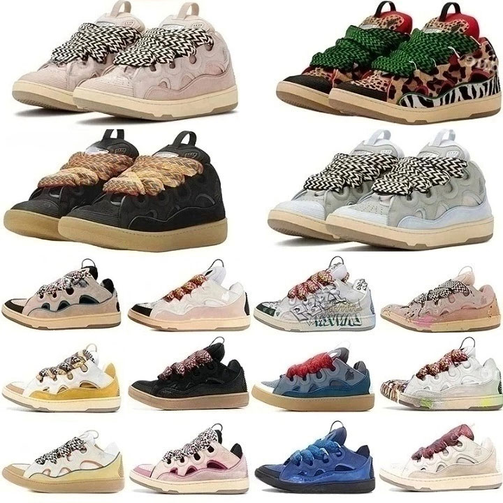 

Designer lanvins Mens Women Luxury Running Shoe Embossed Leather Curb Sneakers Calfskin Stripe Stretch Cotton Low Top Rubber Platform Sole Trainers Sports Sneaker, Color#30
