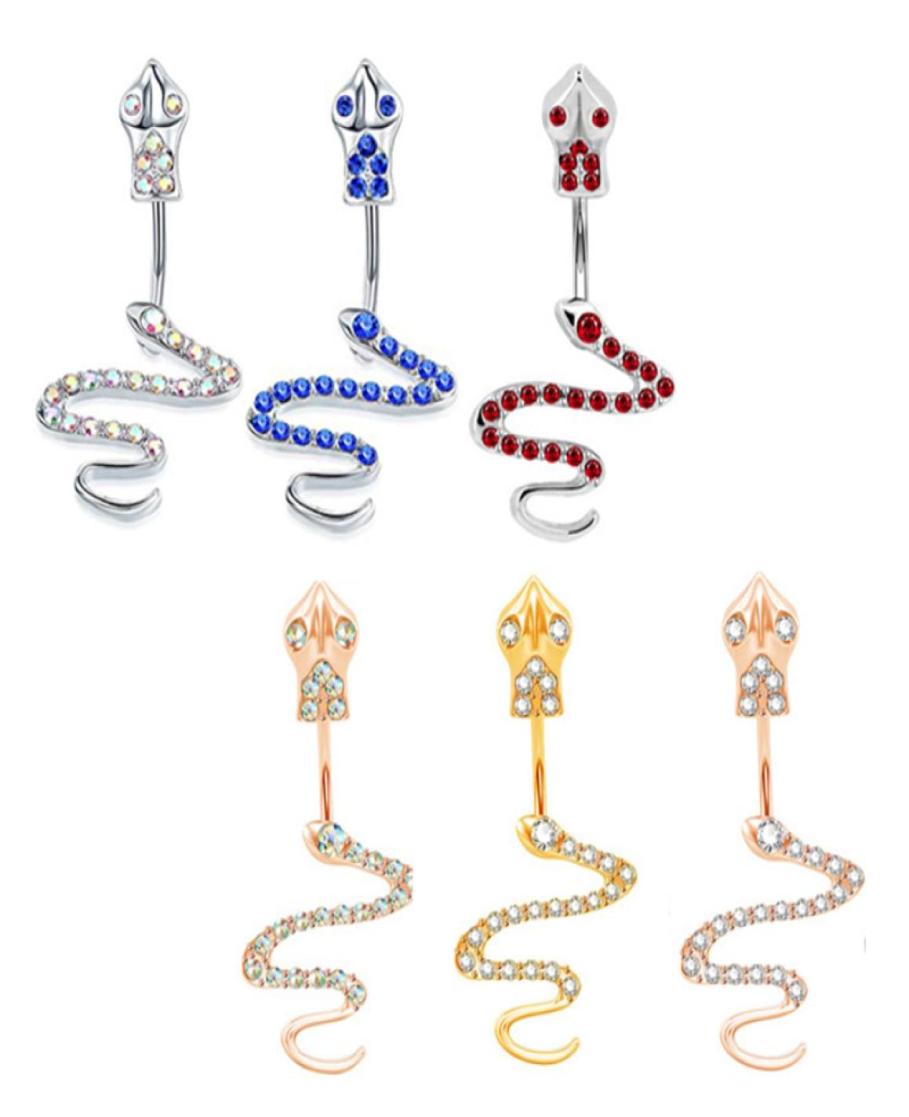 

Snake Belly Button Ring CZ Crystal Surgical Stainless Steel Navel Rings 14g Piercing Body Jewelry1898400