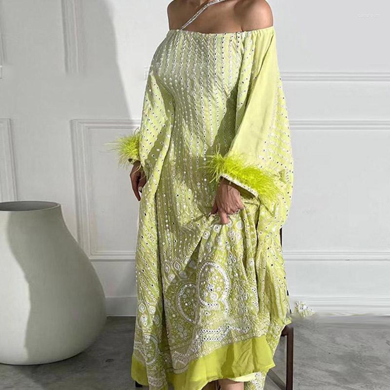 

Casual Dresses Spring Off Shoulder Long Sleeve Dress Vintage Pattern Print Loose Vocation Bohemian Women Maxi 2023, 02 rose red
