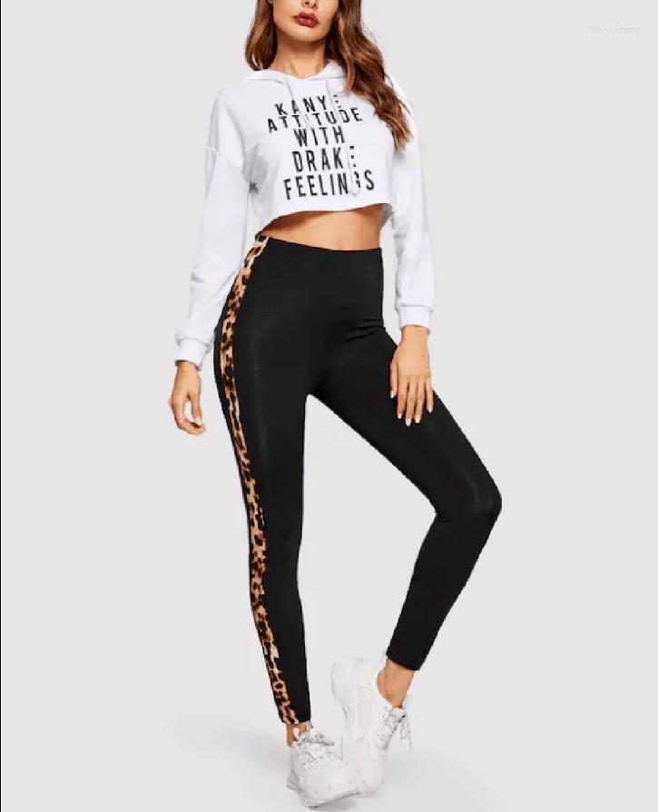 

Women' Pants Spring Casual Solid Color Stitching Leopard Print Elastic Tight Sports Fitness Breathable Leggings, Black
