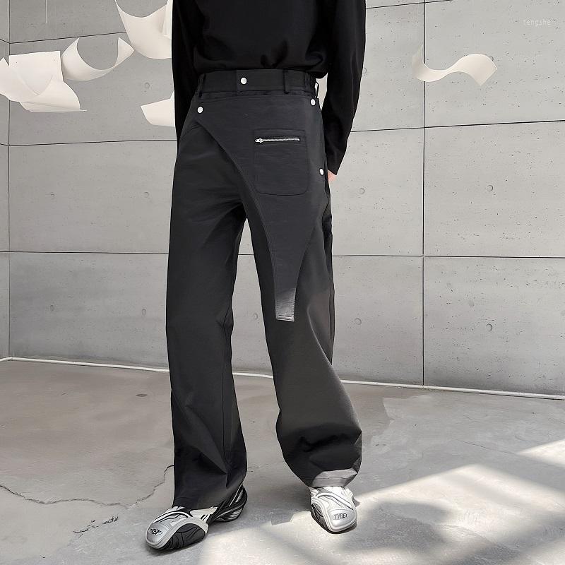 

Men's Pants Men's Functional Style Removable Pocket Straight Loose Casual Cargo Male Japan Korean Streetwear Fashion Black Trousers, 111