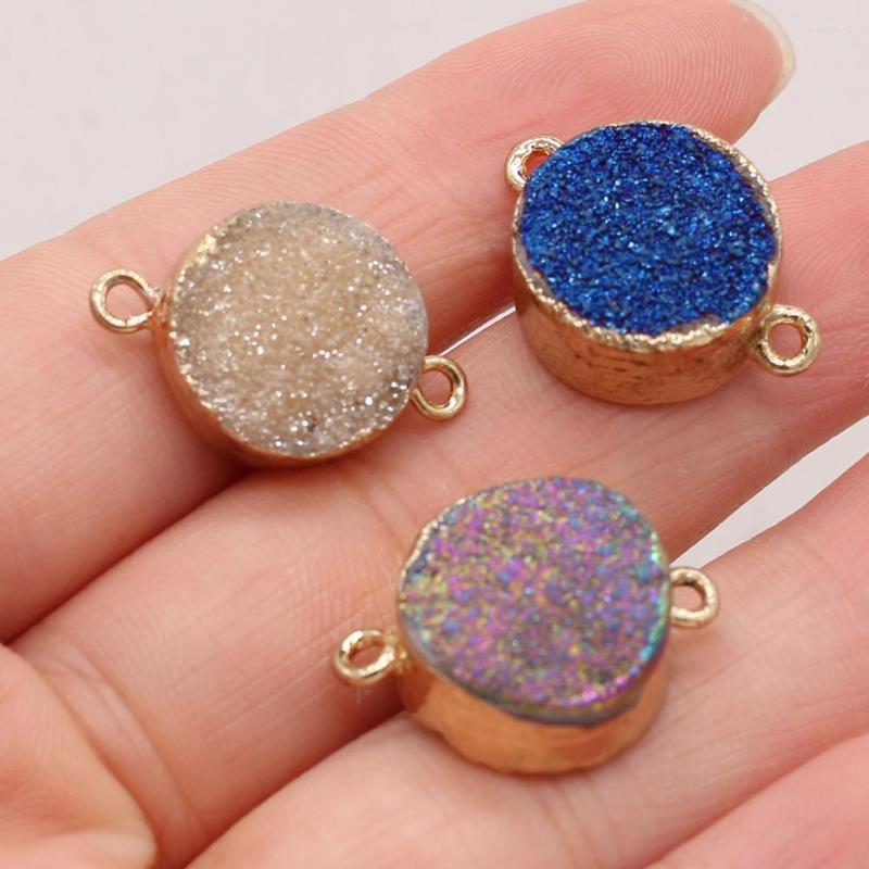 

Pendant Necklaces Natural Semi-precious Stone Crystal Bud Circular Connector Charms For Jewelry Making DIY Necklace Accessories Wholesale