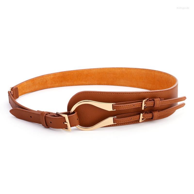 

Belts Autumn And Winter Genuine Leather Slanted Back Button Women's Wide Waistband Decoration With Sweater Skirt Korean Fashion Belt, Black