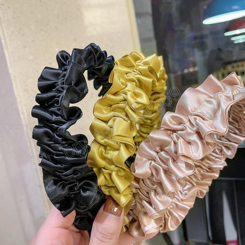 

Fashion Women's Headwear Pleated Flower Hairband Solid Color Casual Turban Adult Hair Accessories Headband, Mixed color