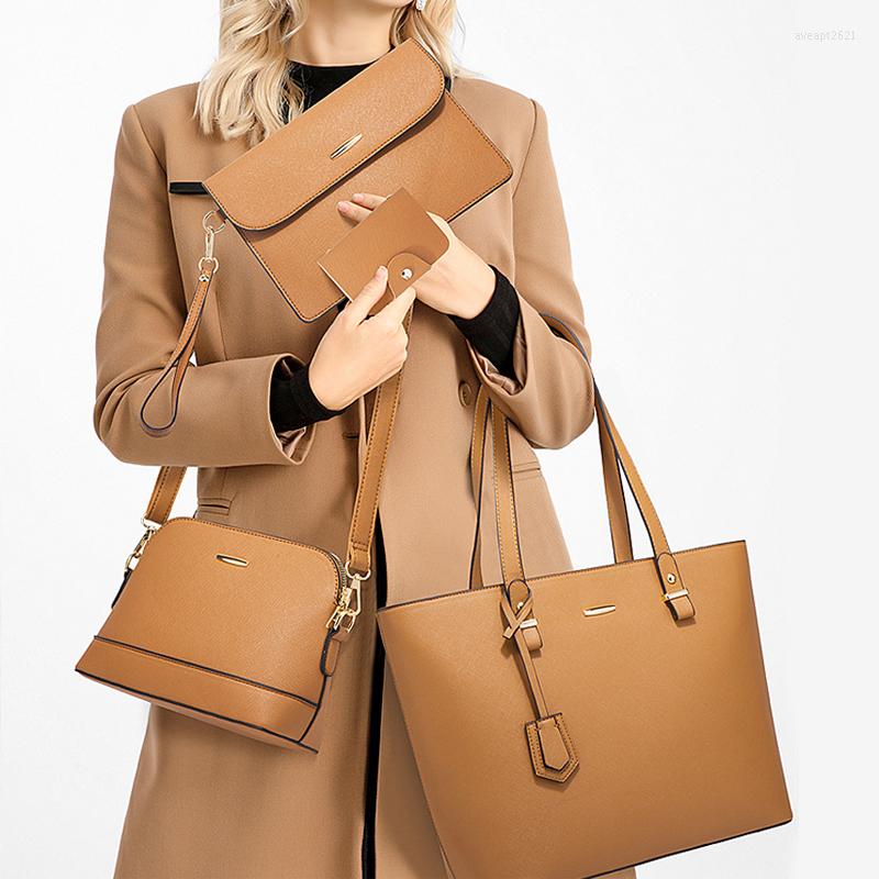 

Evening Bags 4pcs Women Fashion Synthetic Leather Handbags Tote Bag Shoulder Top Handle Satchel Purse Wallet Set Drop /Wholesale, Deep blue