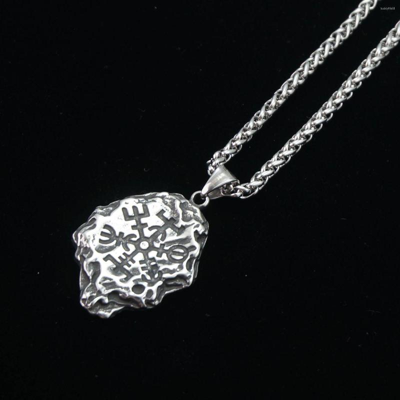 

Chains 1pcs Stainless Steel Norse Viking Vegvisir Necklace