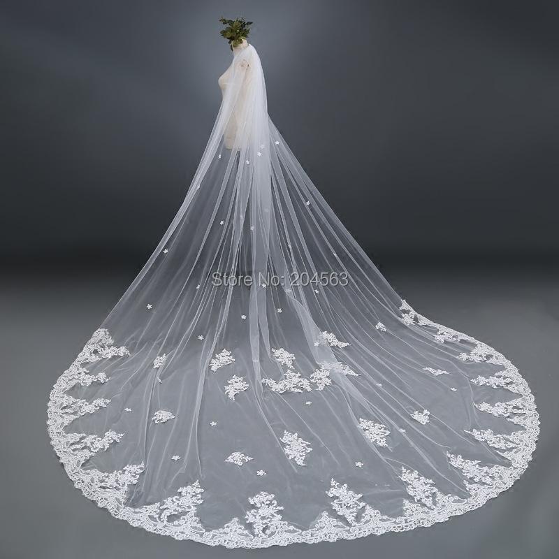 

Bridal Veils One Layer 3 Meters Long Veil White Or Ivory Lace Wedding With Comb