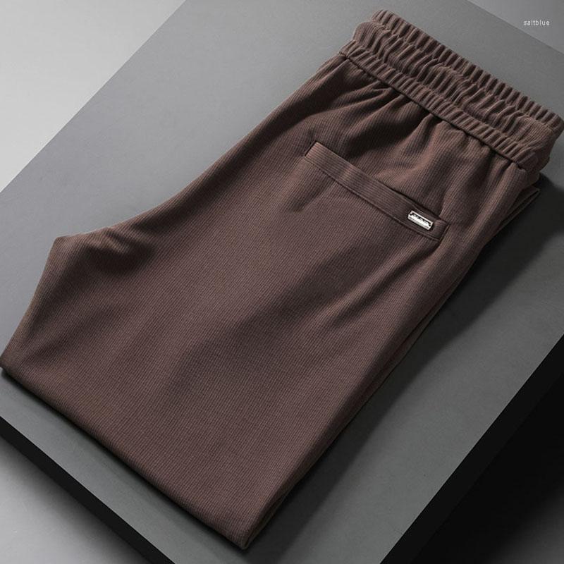 

Men's Pants Quality Pocket Press Convex Craft Sweatpants Men's Summer Bundle Foot Trend Thin Style Knitted, Black
