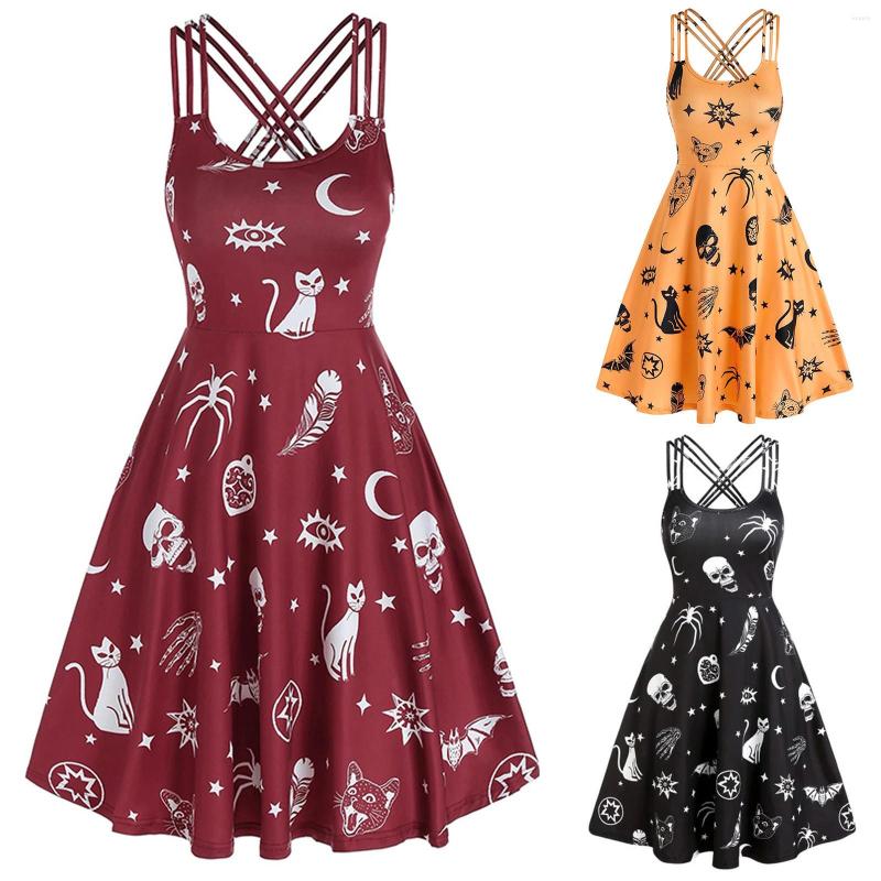 

Casual Dresses Dress Fashion Embroidery Cool Print Bandage Elegant Women's, Black