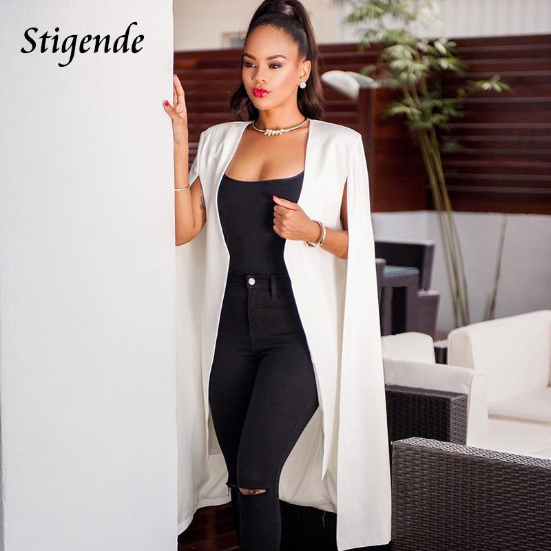 

Pants Stigende Women Blazers and Jackets Solid Color Patchwork Cloak Blazer Elegant High Split Cape Blazer Long Sleeve Slim Party Coat, White