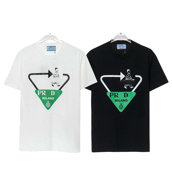 

PRA Luxury Designer Men' T-shirt Men' shirt Brand Name shirt Outdoor pure cotton T-shirt printed crew neck short sleeve casual luxury couple same style clothing, Black
