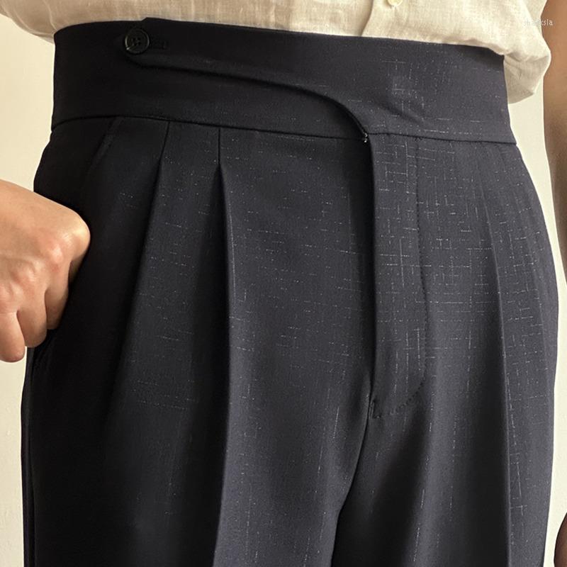 

Men's Suits 2023 Men's Social Shorts Masculina High Waist Pants Man Formal Summer Men Dress Slim Fit Gray Pantalones Hombre, Navy blue