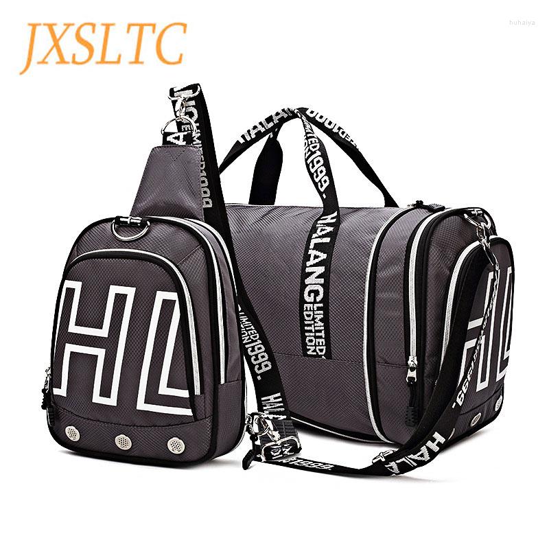

Duffel Bags JXSLTC Fashion Mens Travel Bag Multifunctional Foldable Chest Backpack Large Capacity Designer Hand Luggage Duffle, Black