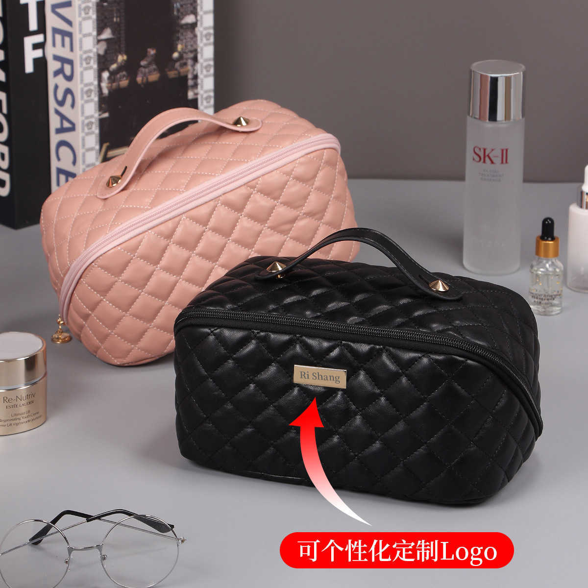 

luggage Autumn and winter seasonal women's cosmetic bag Quilting process High capacity ins Advanced storage bag Cotton bag 230420, Milk pungent white