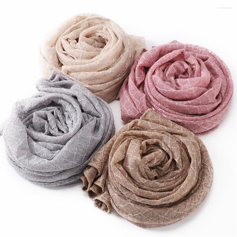 

Scarves Designer Solid Color Hollow Out Scarf Elasticity Lace Shawl Hijabs Turban Muslim Headscarf Wholesale Thin Fabric Jersey