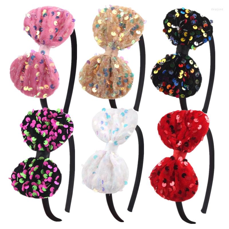 

Hair Accessories 10Pcs/Lot Fashion Sequin Bow Headband For Girls Hairband Glitter Bows Headbands Party Headwear Head Hoop Kids