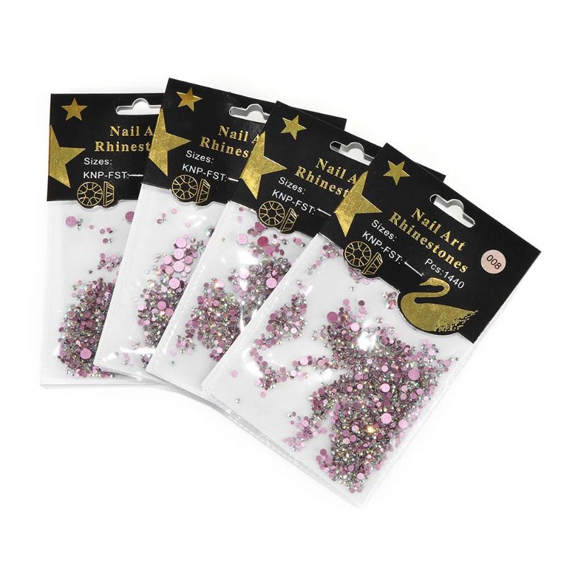 

Nail Art Decorations Round Decor Craft DIY Accessories 4 Packs Mini Crystals Beads Flat Diamond Sequins Rhinestone
