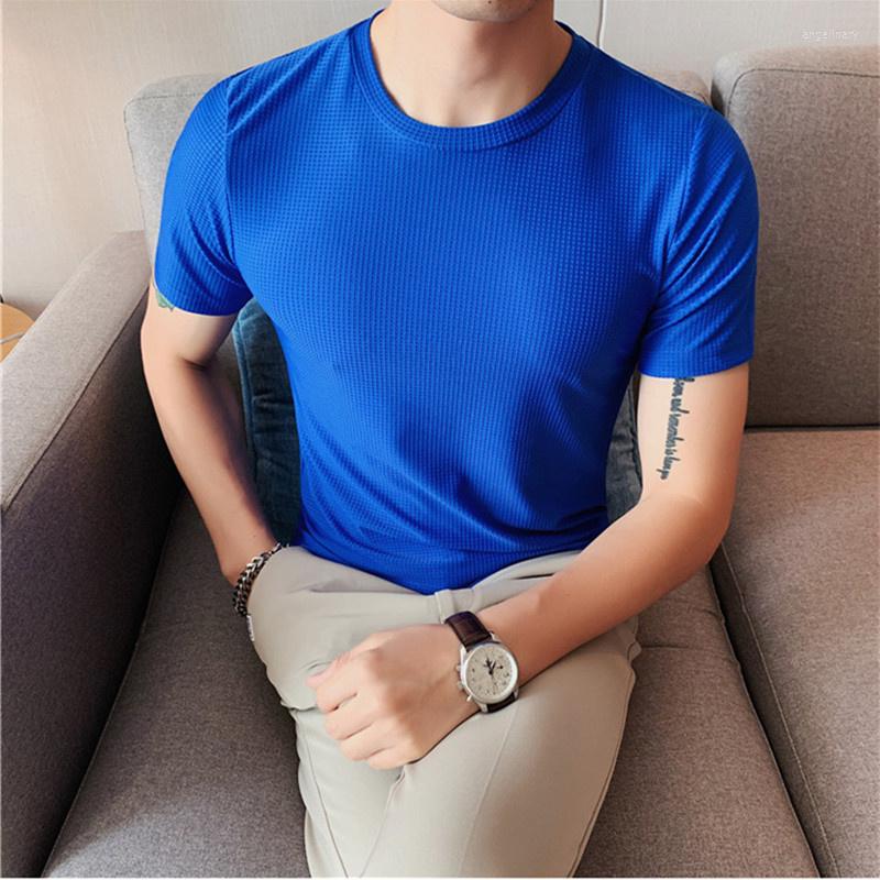 

Men's T Shirts 2023 Brand Clothing Men Summer Casual Short Sleeve T-shirt/Male Slim Fit High Quality Ice Silk Round Collar T-Shirts Size, White