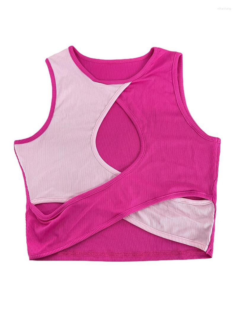 

Women' Tanks Summer Tank Tops Casual Contrast Color Wear Streetwear Sleeveless Club Cutout Crop T-shirt For, Black
