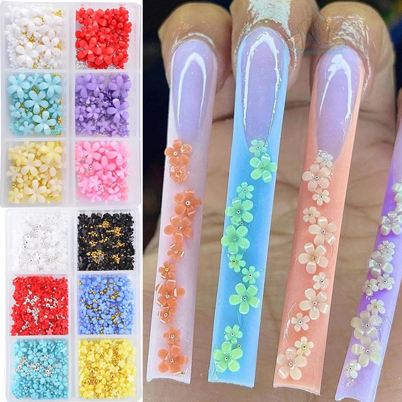 

Nail Art Decorations Acrylic Mixed Flower Beads Nails Rhinestones Manicure Press On Tips AccessoriesNail