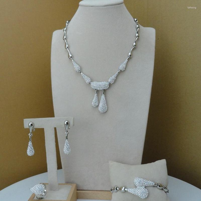 

Necklace Earrings Set Yuminglai 2023 Nigerian Luxury Fashion Woman Charming Jewelry African Accessories FHK7760, Picture shown