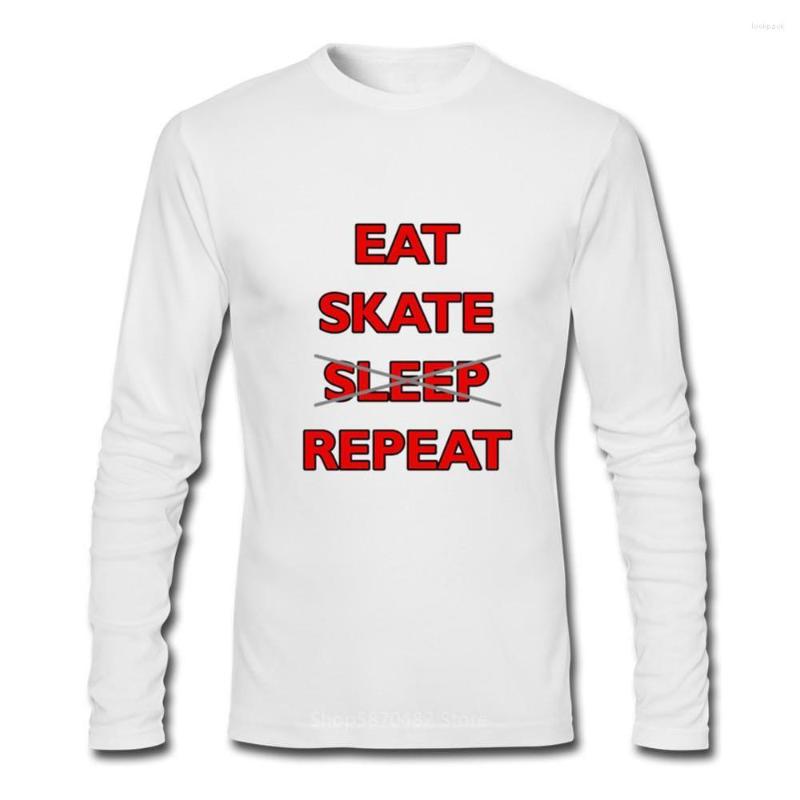 

Men's T Shirts Eat Skate Repeat Print Long Sleeves Casual Skateboard Fashion Outdoor Tees Skateboarding O-Neck Tshirts Camisetas, No print