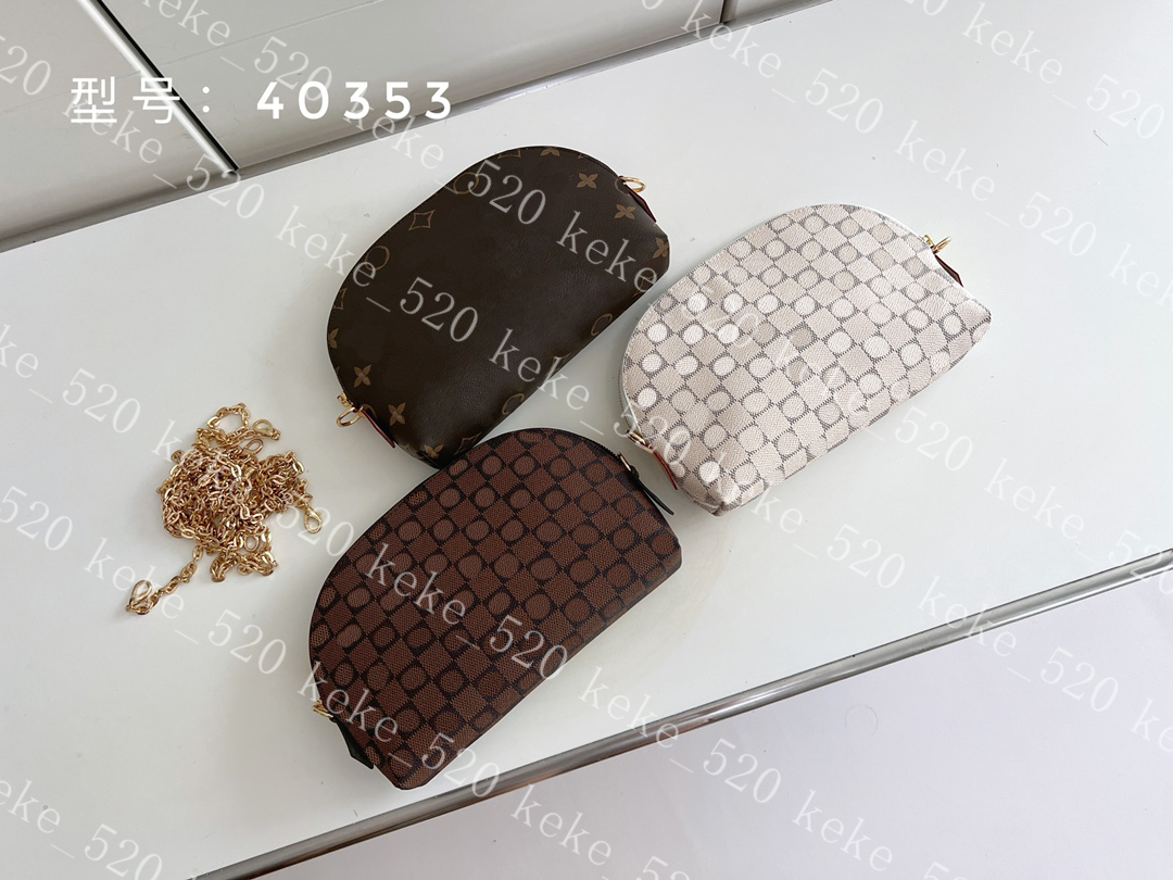 

2023 Mini Pochette Accessories Cosmetic Bags Small Handbag Gold Chain Tiny Purses Clutch Bag Cross Body Mono Ebene Print Wallet Coin Pouches M40353, Brown lattice