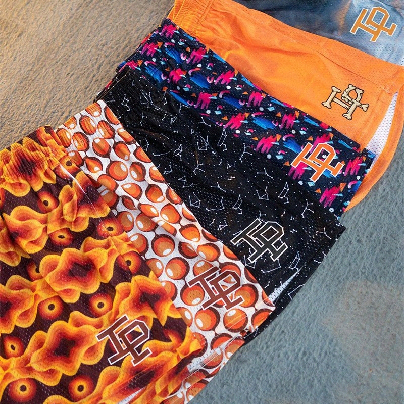 

ee American Inaka Leisure Sports IP Shorts Men's and Women's Summer Mesh Quick-drying Loose Large Size Four-point Knee Shorts t9GI#, Black orange