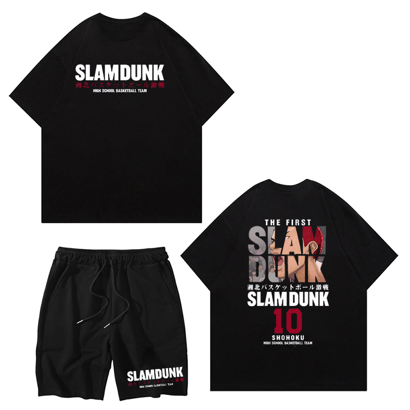

Mens Tracksuits Slam Dunk Print Tracksuit Men Sports Suit Pure Cotton T Shirt Shorts 2 Piece Set Japanese Anime Charactor Sportswear Workout set 230419, Beige 10