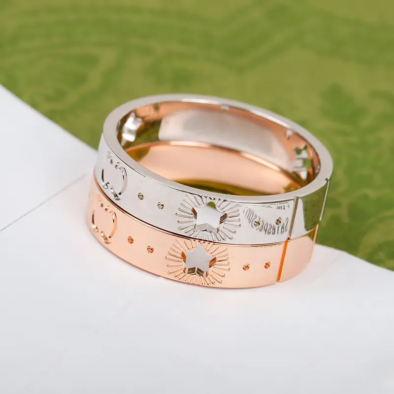 

Designer Rings for Women Men Star Cut-out Rings Narrow Top Stainless Steel Engagement Jewelry Lovers Gift Three Colors