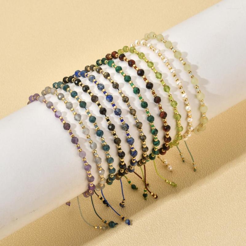

Charm Bracelets ZMZY Handmade Tiny String Beaded Bracelet Faceted Natural Stone For Women Vintage Jewelry Simple Miyuki Braclets