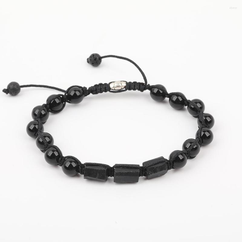 

Charm Bracelets 10Pcs/Lot Natural Black Tourmaline 8mm Agates Round Beads Cord Knotted Woven Adjustable Bracelet Jewelry N0570JBH