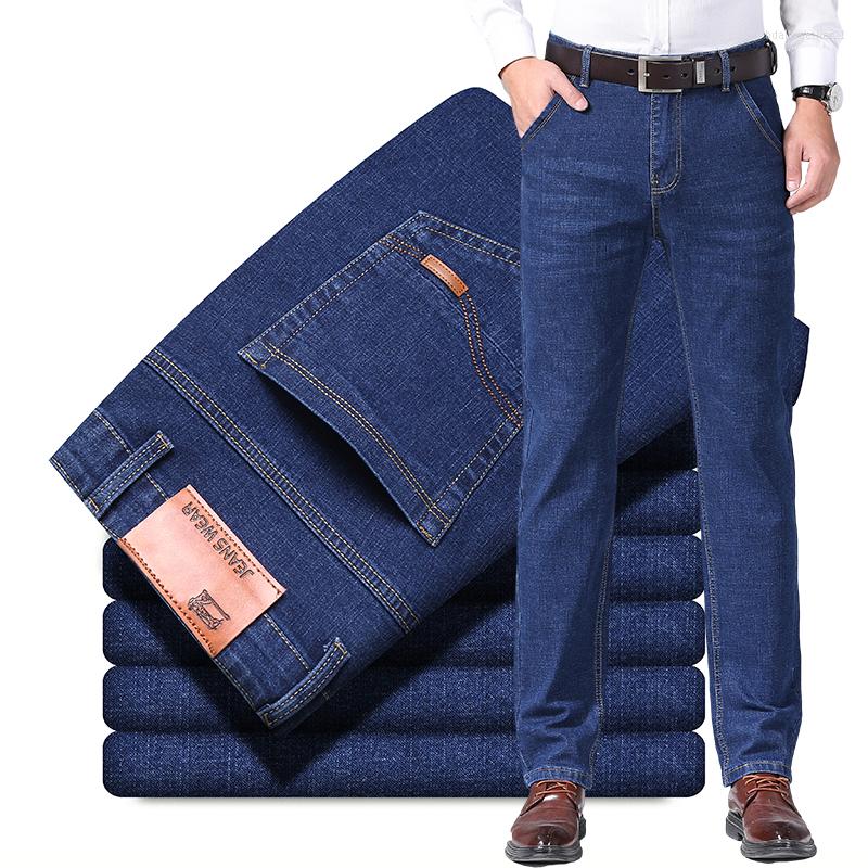 

Men's Jeans 2023 Business Casual Style Fashion Men Denim Regular Fit Black Blue Pants Stretch Trousers Male, Model 3 blue