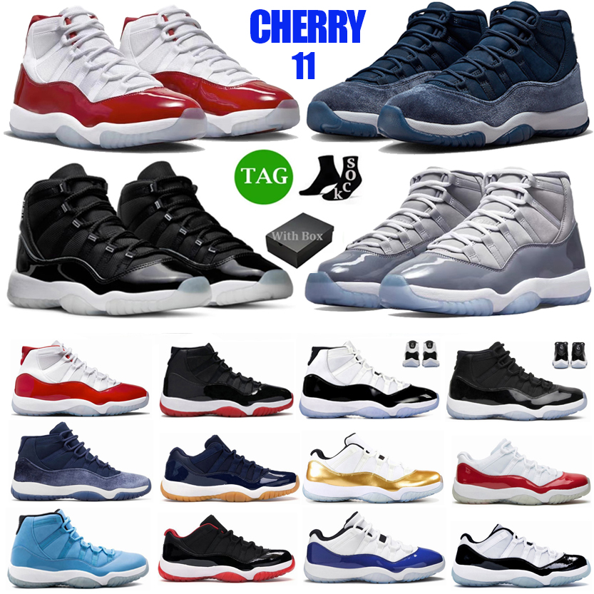 

JUMPMAN 11 OG Basketball Shoes 11s Cherry Cool Grey Women Men Trainers Bred Gamma Blue Pure Violet Low 72-10 25th Anniversary Concord Space Jam Midnight Navy Sneakers, 19