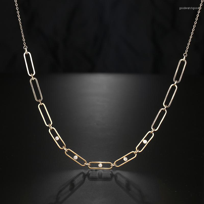 

Pendant Necklaces RAKOL Simple Hollow Zircon Necklace Casual Oval Gold Color Clavicle Chain High Quality Women's Fashion Jewelry Collar