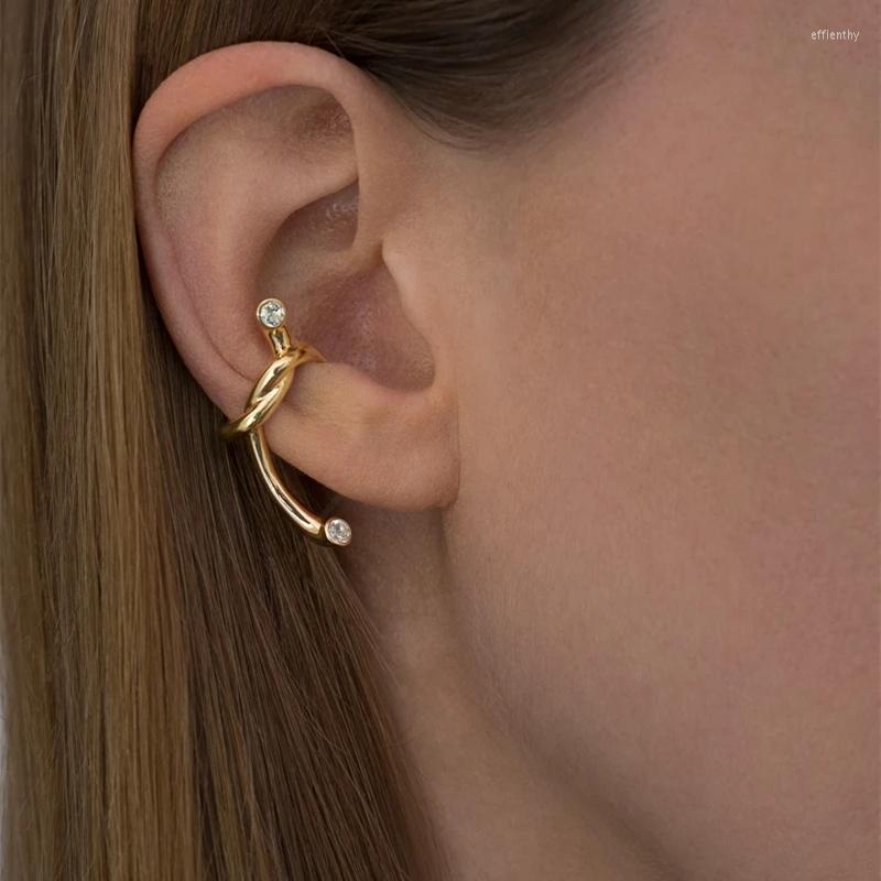 

Backs Earrings Brass Rhinestone Geo Twist Clip Women Jewelry Gothic Boho Designer Unique Party Elegance Gifts Japan Korean Fashion