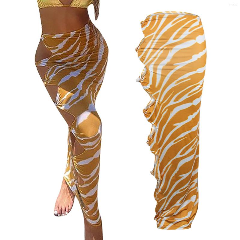 

Women' Swimwear Women' Fashion Sexy Side Bow Shape Cut Out Beach Skirt, Yellow