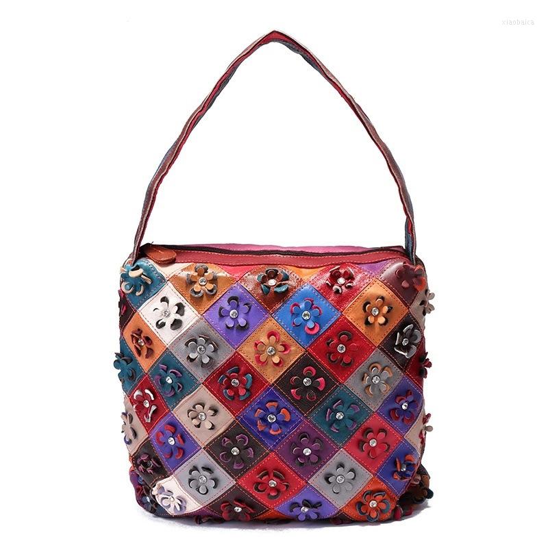 

Evening Bags Genuine Leather Women's Shoulder Mini Bag Patchwork Collision Color Fashion Oblique Crossbody Flap Cowhide, Multicolor