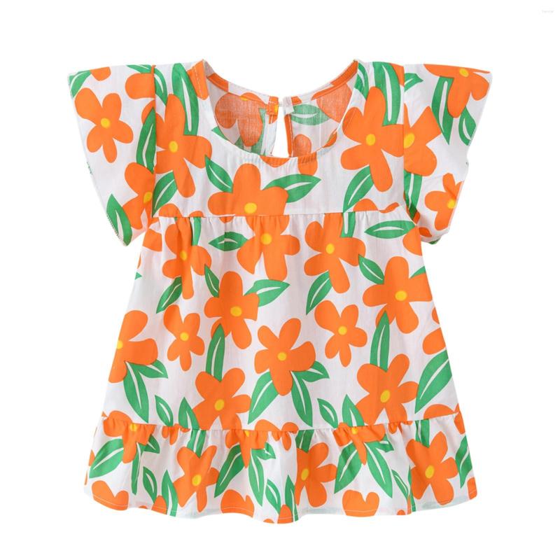 

Girl Dresses Baby Kids Dress Sleeve Toddler Clothes Princess Girls Short Floral Dress&Skirt, Orange