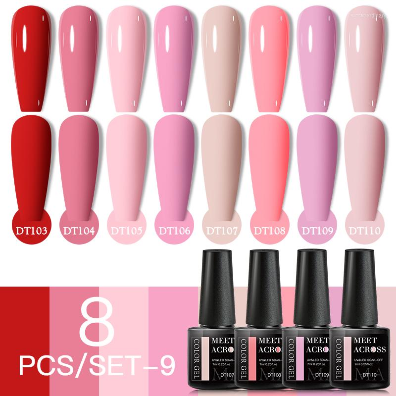 

Nail Art Kits 8/10Pcs Gel Polish Set Nude Pink Semi Permanent 7ml Hybrid Manicure Base Top Coat Soak Off Nails Kit