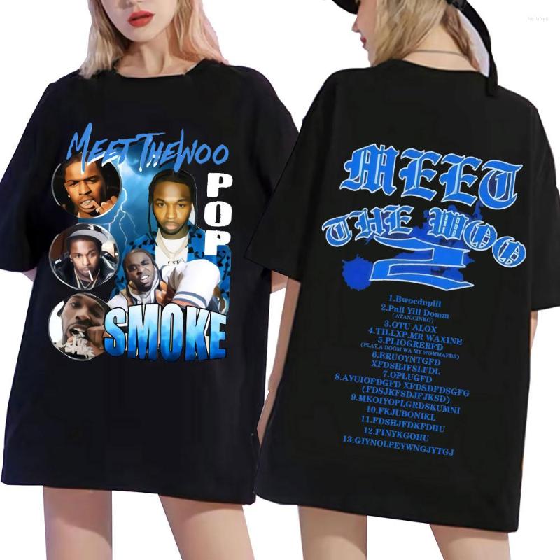 

Men's T Shirts Rapper Smoke Meet The Woo Double Sided Graphic Tshirt Hip Hop Men Women T-Shirt Loose Casual Oversized T-Shirts, Navy blue