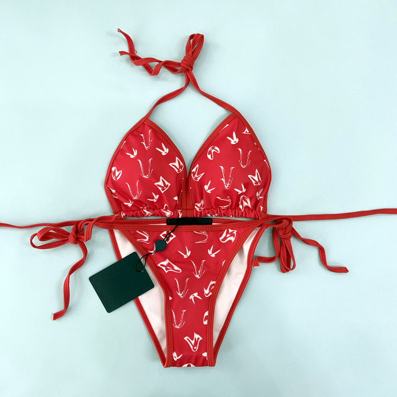 

2023 Fashion Bikini designer swim Women Swimsuits bikini set Multicolors Summer Time Beach Bathing suits Wind Swimwear Large size #008, Red