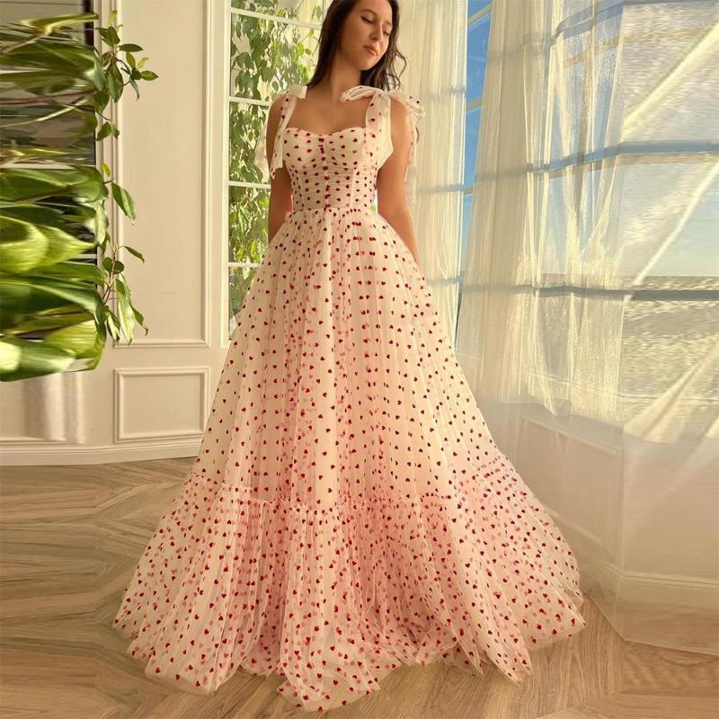 

Party Dresses Sevintage Red Hearts Tulle Prom Sweetheart Bow Straps Sleeveless A-Line Evening Gowns Formal Dress 2023, Champagne