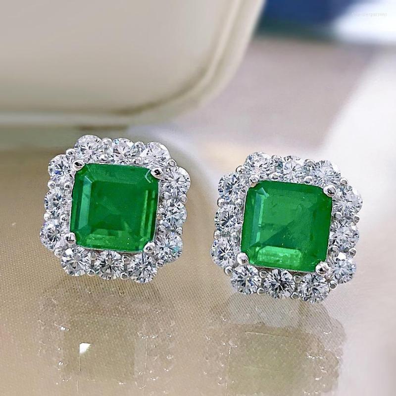 

Stud Earrings 2023 Emerald Vintage Square Ear Studs INS Accessories