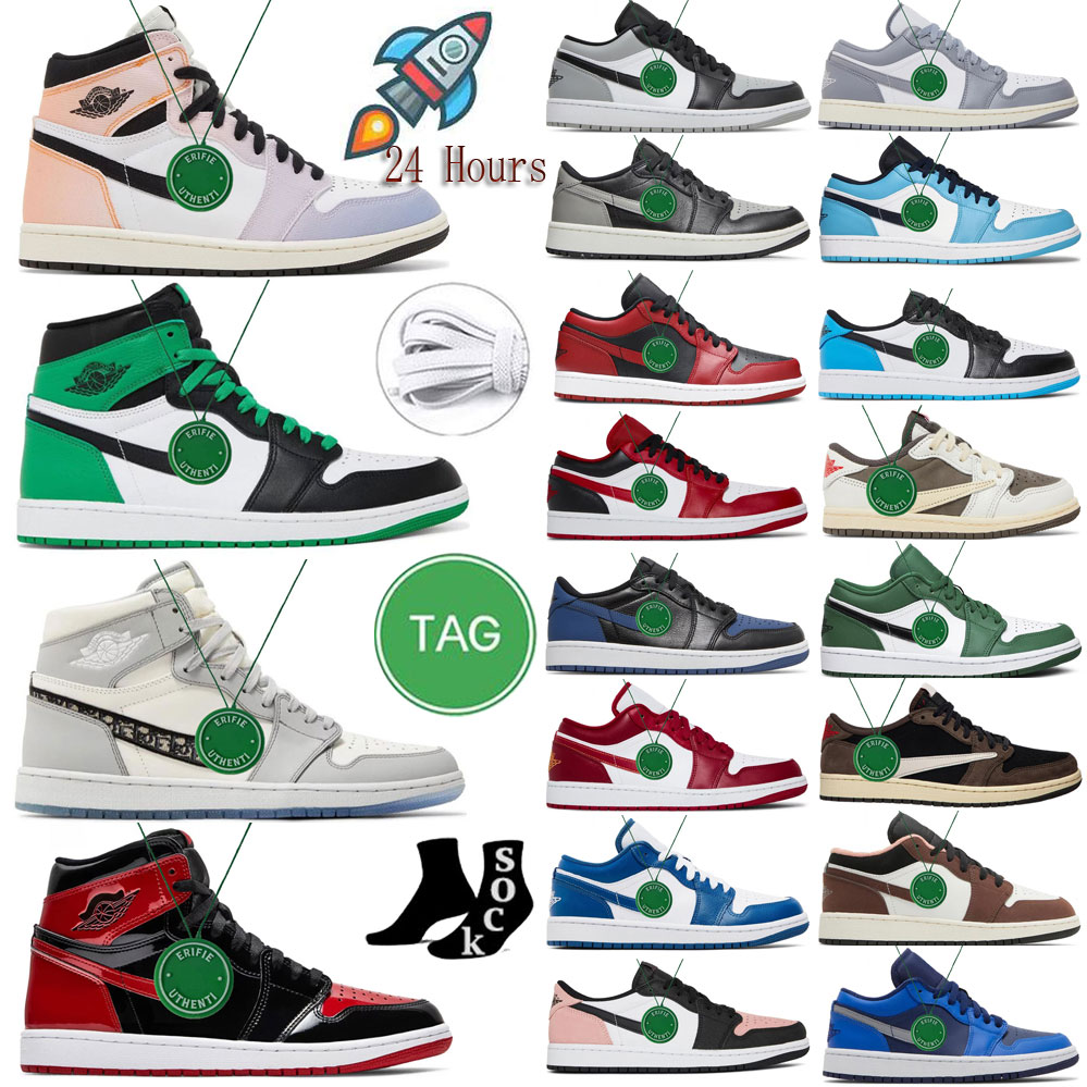 

Size 13 Air Jumpman 1 basketball shoes High Skyline Lucky Green Space Jam sneaker low patent bred toe concord grey fog Chicago mystic navy reverse mocha homage shoes, Color # 23