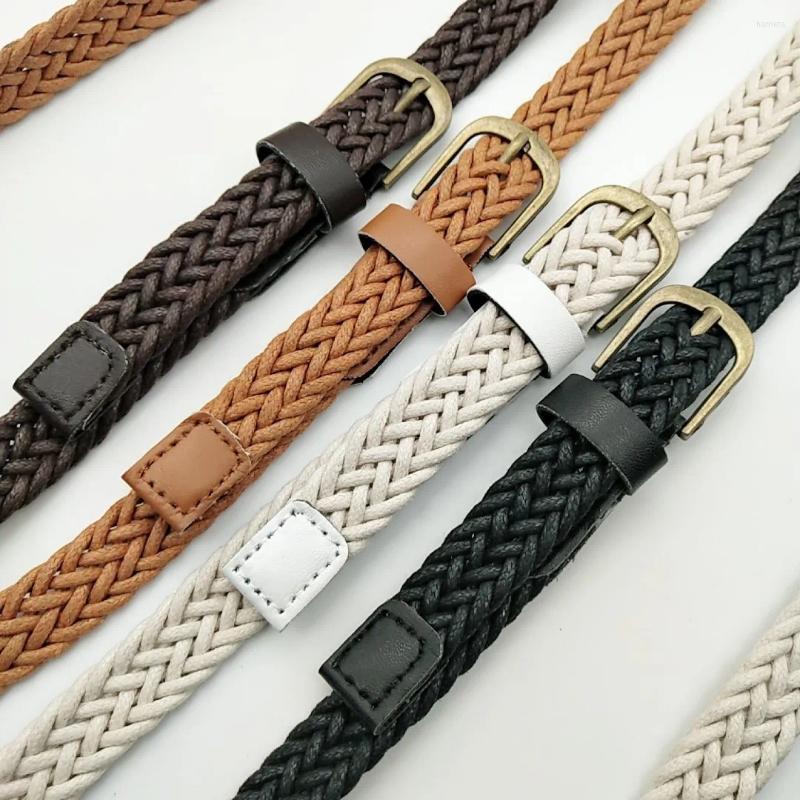 

Belts Woven Knitted For Women Boho Beach Style Handwoven Fashion Belt White Black Faux Leather